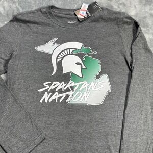 Michigan State Spartans Shirt Mens M Gray Performance Long Sleeve Tee Football
